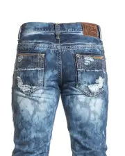 AFFLICTION Fashion Casual Men's Black Fallen Tampa Destroyed Blue denim Jeans