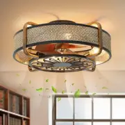 Caged Ceiling Fan with Light Flush Mount Fandelier Ceiling Fan with Light and...