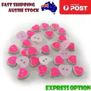 30x Clothing Buttons Heart Shaped 11mm Pink Green 2 Holes Colourful
