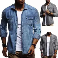 在飛比找ETMall東森購物網優惠-Men fashion denim shirt man yo