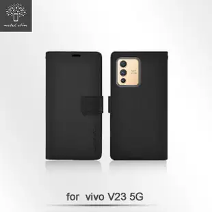 【Metal-Slim】Vivo V23 5G(布紋撞色前扣磁吸TPU站立皮套)