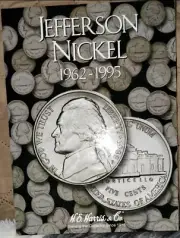 1962-1995 P & D Jefferson Nickel Complete Set in H. E. Harris & Co Folder - NICE