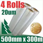 4 Rolls 500mm x 300m 20um Clear Stretch Film Pallet Wrap Wrapping BEST PRICE