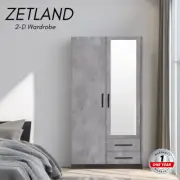 Priceworth Zetland 2-D Wardrobe Cement Face and Black Oak Body