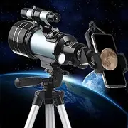 Adult Kids telescopes for Astronomy,70mm Refractor Telescope with Tripod & Finder Scope,Low Light NightHD,with Smartphone Adapter and Moon Filter