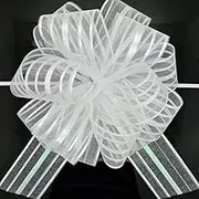 White Pull Bow, Large Organza 6 Inches Gift Wrap Bows for Wedding Gift Baskets，Christmas Wrapping and Decoration, 5 Pieces