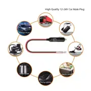 Car Male Plug Cigarettes Adapter 12V Power Adapter with Leads & LED