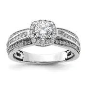 14k White Gold 5/8 Ct. Lab Grown Diamond VS/SI+ G+ 1/2 Ct. Center Round Halo Engagement Ring