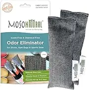 Moso Natural Shoe Deodorizer Insert | Charcoal Odor Absorber for Shoes, Boots, Gym Bag | Unscented Shoe Odor Eliminator | Air Purifying Bags (Two Per Pack)
