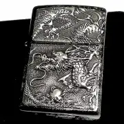 Zippo Cool Lighter Rise Metal Silver Dragon Tortoise Shell Traditional Craft Gen