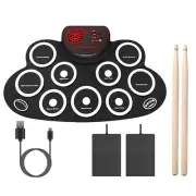 New 10-Pad Electric Drum Set, Foldable Silicon with Speaker, & Headphone Jack