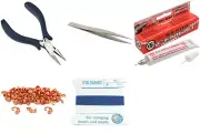 Bead Tip Kit - Pliers, Tweezers, Cement, 50 Bead Tips & Blue Bead Cord #6