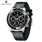 PAGANI Design Men's Chronograph Watches Rubber Sport Black Strap Quartz Watch