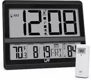 Atomic Clock Large Display Digital Wall Clock Indoor Outdoor Temperature Date Wi