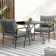 Livsip Outdoor Dining Set Table and Chairs Outdoor Furniture Black