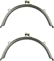 Hahiyo 20cm Length Half Round Frame Kiss Clasp Smooth Grip Action Close Securely Neutral Appearance Metal Decorative Buckle Lock Hasp Bronze 2 PCS for DIY Craft Wallets Bags