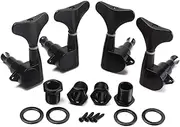 ibasenice 4pcs Sealed Acoustic Tuning Pegs for String Bass Guitar Keys with Screws and Bushings Left and Right Black Half Round