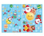 C131 2PCS Christmas Sticker Christmas Gift Electrostatic Sticker Christmas Snowman Elk Sticker Wall Glass Decal