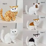 Realistic Furry Cat Figurine Pet Replica Collectible Decorative Simulation