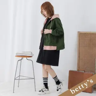【betty’s 貝蒂思】個性撞色抽皺帆布外套(綠色)