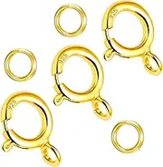 Roizsx Spring Clasps 18k Gold Filled with Open Jump Rings Round Clasps for Necklaces Bracelet Or Jewelry Making, Made in Italy.0.2inch(5mm)