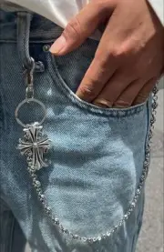 Silver Cross Wallet Chain 45cm Metal Chain Accessory Unisex