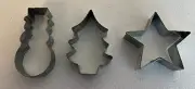 Set Lot 3 Christmas Cookie Cutters Metal Snowman Tree Star NEW 3"- 4" (1") Thick