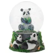 Hugging Panda Bear Family 100MM Musical Water Globe Plays Born Free