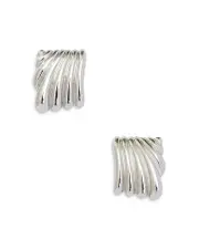 Aqua Wavy Square Stud Earrings - Exclusive