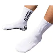 Sports Socks Anti-Slip Hospital Skid Soccer Football Basketball PVC Grip Dots - White