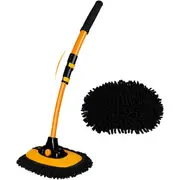 102cm Telescopic Adjustable Car Wash Mop Brush Kit with 15 Degree Curved Long Handle for Vehicle Cleaning