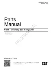 Caterpillar Cat CS19 Vibratory Soil Compactor Parts Catalog Manual M0165089