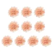10Pcs 2.8" Chiffon Flowers Fabric Flower Sewing Fabric Appliques Peach