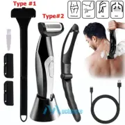 Men Back Hair Razor Shaver- Long Handle Painless Body Groomer Wet & Dry Washable