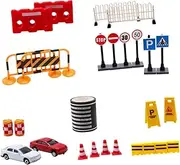 Totority Educational Traffic Cones Set 27pcs Boys and Girls Construction Toys Street Signs Road Blocks Miniature Traffic Barricades