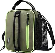 MIER Expandable Lunch Bag Insulated Lunch Box for Men to Work Travel Portable Lunchbox Bags with Shoulder Strap and Water Bottle Holder(Green)