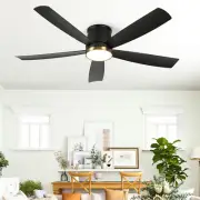 Brezelge 52" Modern Ceiling Fan w/ Light Remote Control Flush Mount Reversible