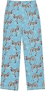 [ZZXXB] Zebra with Xmas Hat Boys Long Pants Soft Trousers Elastic Waist Kids Lounge Bottoms with Pockets S-XL