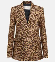 [Valentino] Valentino Leopard-print Crêpe Couture blazer AU 14 brown