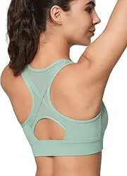 [Yvette] High Impact Zip Front Sports Bra Mesh Racerback Workout High Support Sports Bras for Women Large Breasts