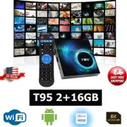 T95 Android TV Box Quad Core 6K WIFI HD 2+16GB Media Stream Player
