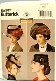 BUTTERICK PATTERN 6397 HATS HISTORY 1912 STYLE MISSES SIZES XS S M L UNCUT