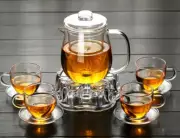 6 Pc Tea Set Penguin Style Teapot 650ml + 1 Heart Warmer + 4 Cups With Saucer