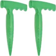 Omninmo 2pcs Green Handheld Plastic Hole Punch Sowing Bulb Seeds Sow Dibbler Soil Digger Garden Grip Widger Supplies Transplanting Vegetable Loose Soil Dibber for Plant Transplanting/Seedling/Sowing