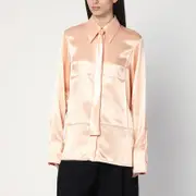 [Jil Sander] Shirt with pink tie in shiny viscose blend 36 FR Pink