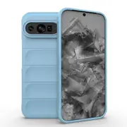For Google Pixel 9 Pro XL 5G Case, Wavy Durable TPU Flannel Cover, Light Blue