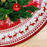 Christmas Tree Skirt 48 inch Large Tree Skirt Snowflake Reindeer Red Xmas Tre