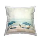 Coastal Summer Beach Shore Scenery Outdoor Printed Pillow, 18 x 18, Blue