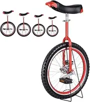 16"/18" Wheel Kid's Unicycle for 7/8/9/10/12 Years Old Child/Boys/Girls, Large 20"/24" Adult's Unicycle for Female/Male/Teens/Big Kids (Color : Red, Size : 20") Durable TDF