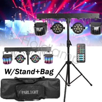 Complete Professional DJ Stage Lighting RGBW DMX Disco Party Par Light+Stand Bag